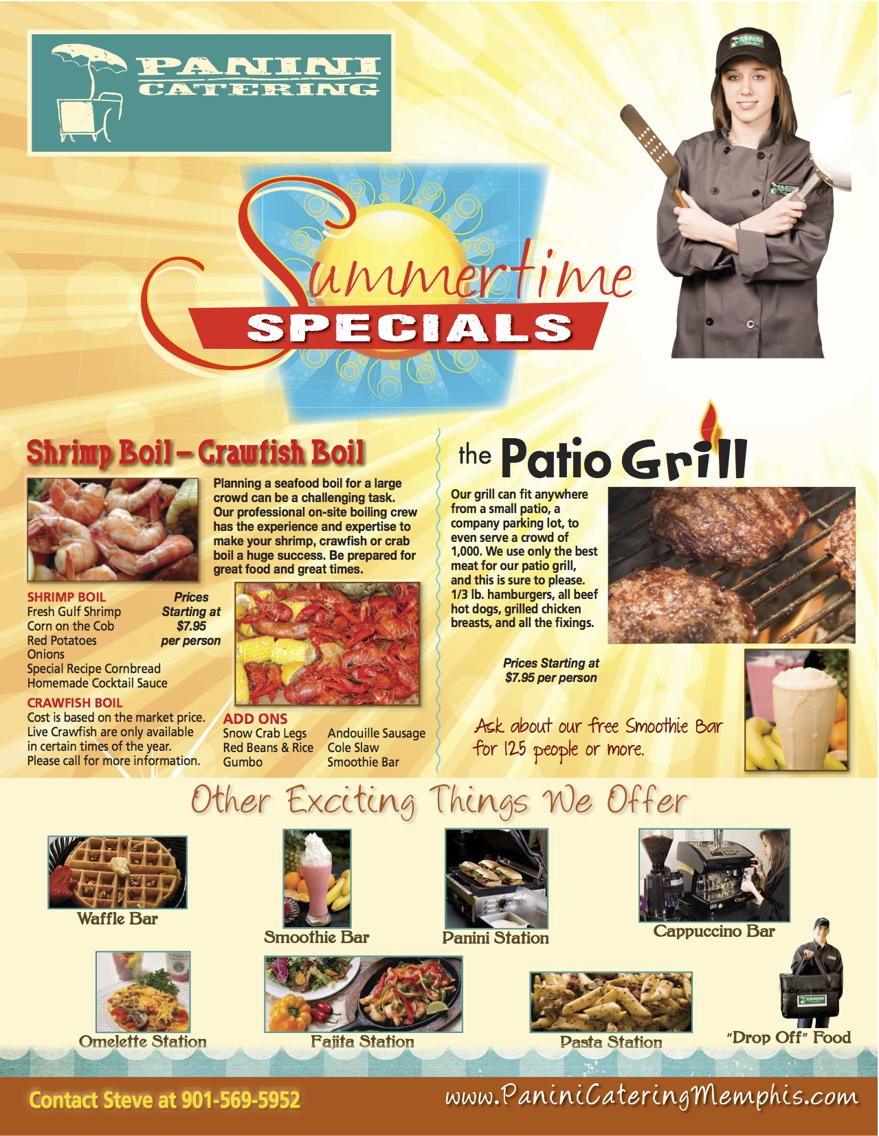 Summertime Catering Specials includes FREE Smoothie Bar.